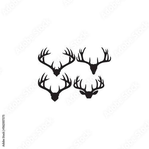 create a Deer antlers silhouette vector icon desing with a white background