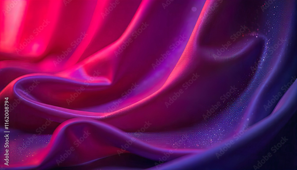 Obraz premium Black dark purple red purple pink abstract background. satin fabric. Soft folds draped wavy lines. Beautiful elegant luxury festive romantic