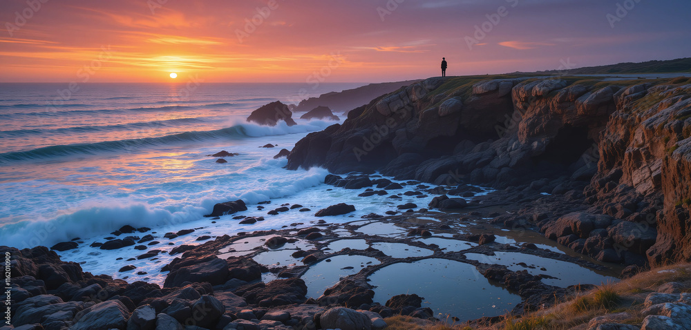 Fototapeta premium Rocky Coastline at Sunset 