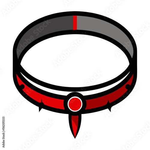 Red and Black Spiked Choker with Pendant
