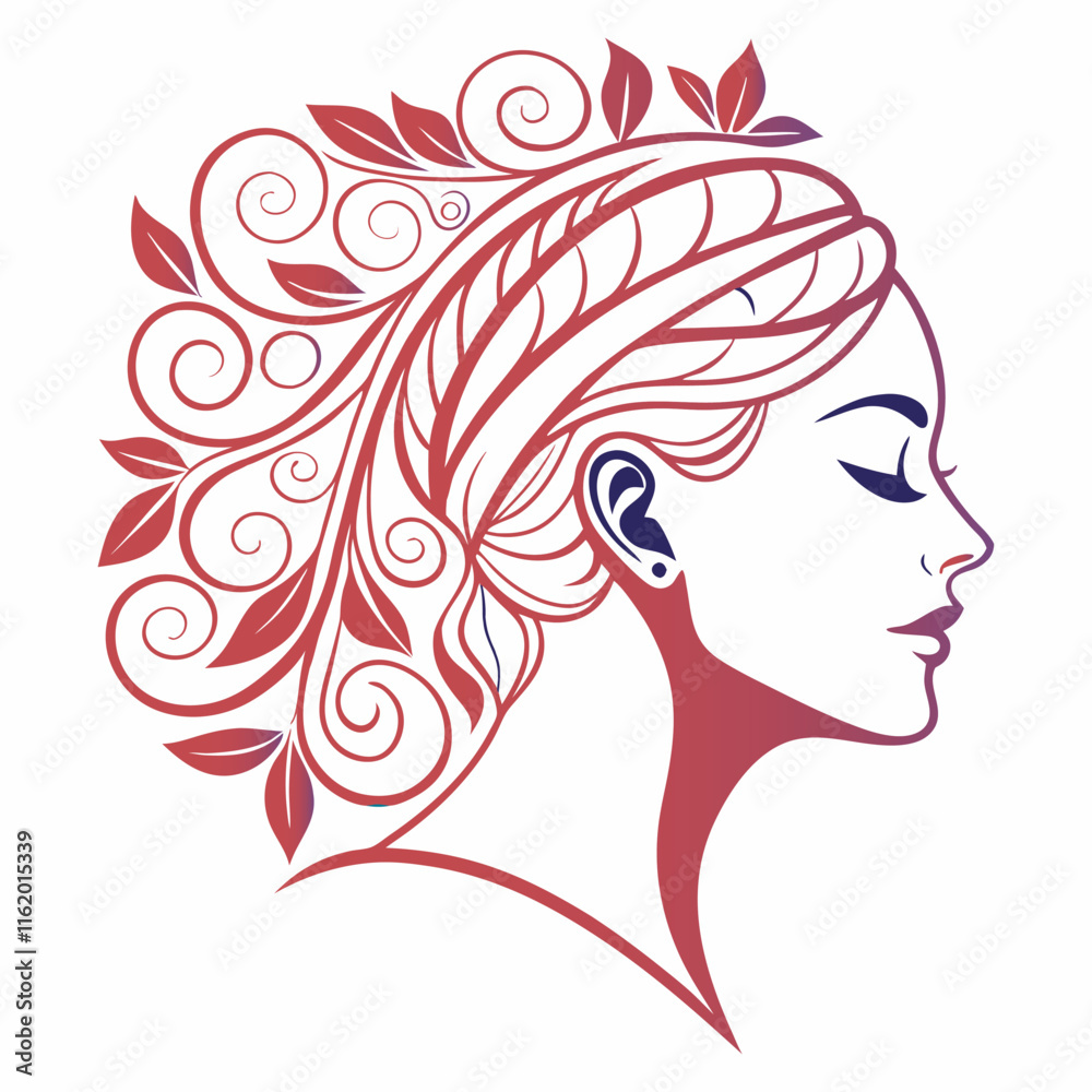 Colorful Gradient Fashion Logo with an Elegant Woman Figure, Art & Illustration Colorful Gradient Fashion Logo with an Elegant Woman Figure, Art & Illustration