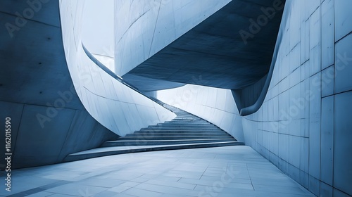 Hard-edged angular shapes intersecting with curved flowing lines creating an intense contrast of form and movement