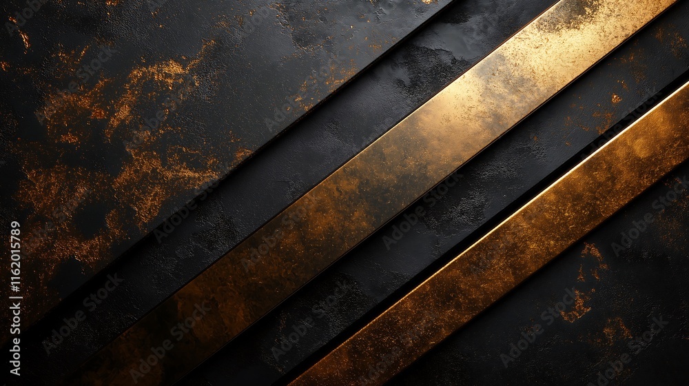 Matte Black Background with Champagne Gold and Bronze Lines