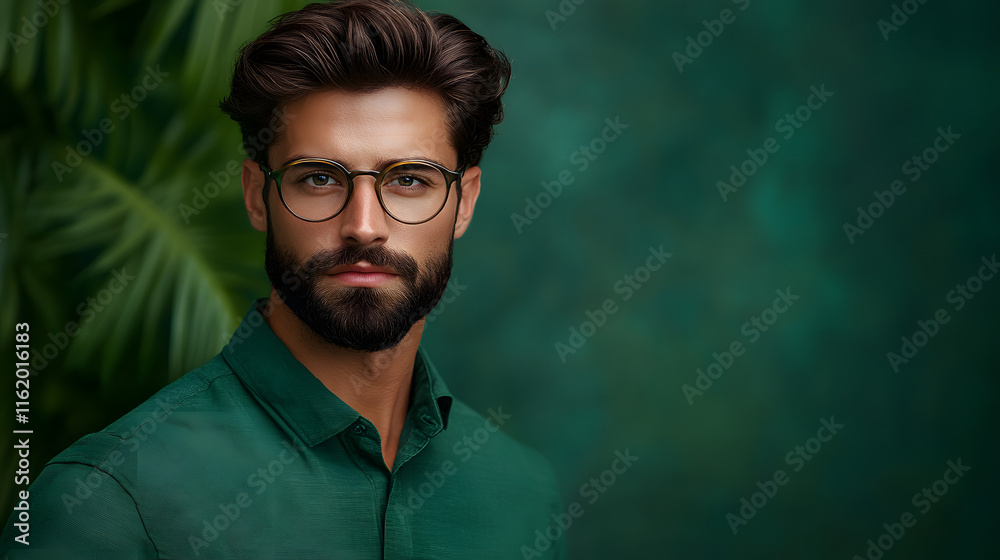 portrait of a person green background with copy space 4K portrait of a person green background with copy space 4K