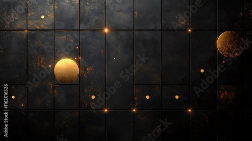Matte Charcoal Background with Golden Gridlines and Circles