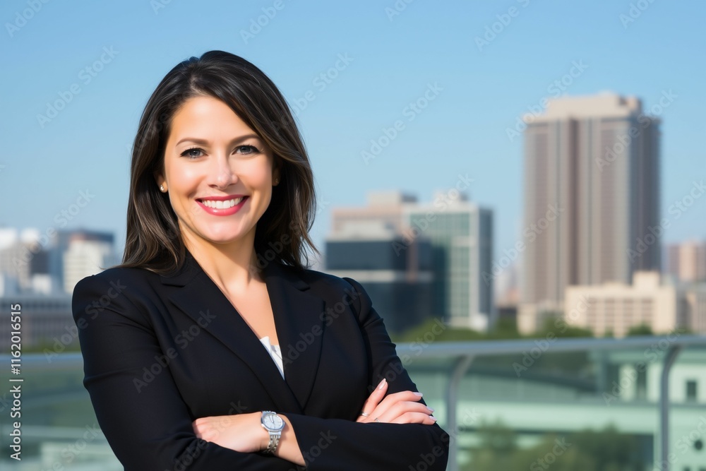 Confident businesswoman portrait with cityscape background.generative AI
Confident businesswoman portrait with cityscape background.generative AI