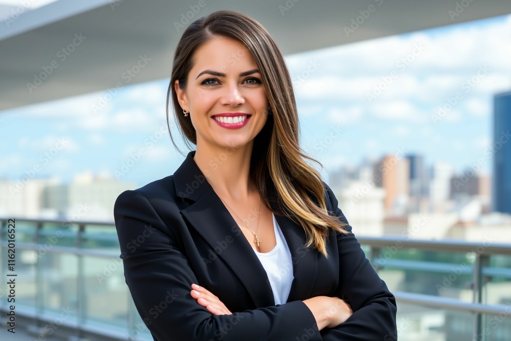 Confident businesswoman portrait with cityscape background.generative AI
Confident businesswoman portrait with cityscape background.generative AI