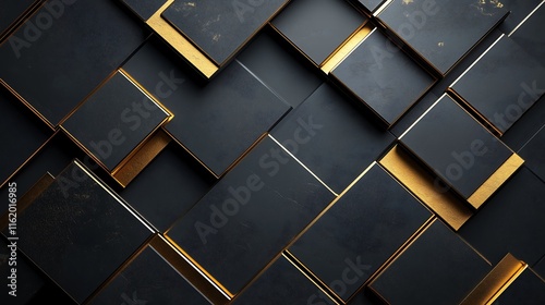 Matte Dark Gray Background with Golden Geometric Designs