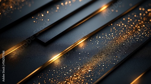 Matte Silver Background with Golden Geometric Lines and Patterns
