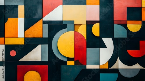 Fragments of various geometric shapes blending into a unified harmonious composition