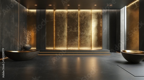 Modern Black and Gold Scheme with Geometric Patterns
