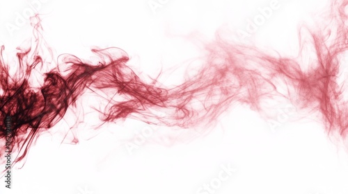 Abstract Red Smoke Swirls on White Background