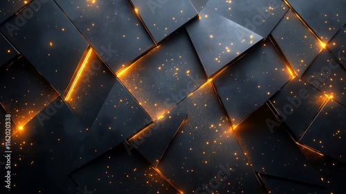 Muted Gray Background with Glossy Golden Triangular Designs