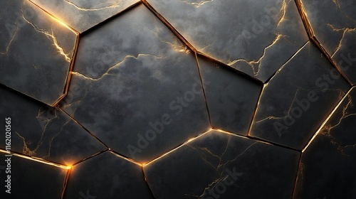 Muted Gray Background with Glossy Golden Triangular Designs