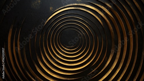 Rich Black Background with Thin Golden Radial Lines