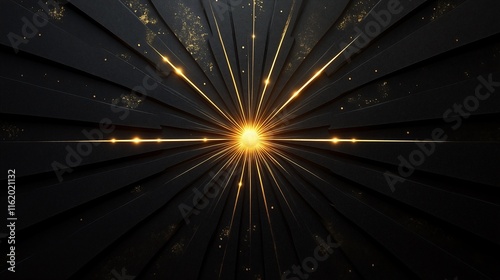 Rich Black Background with Thin Golden Radial Lines