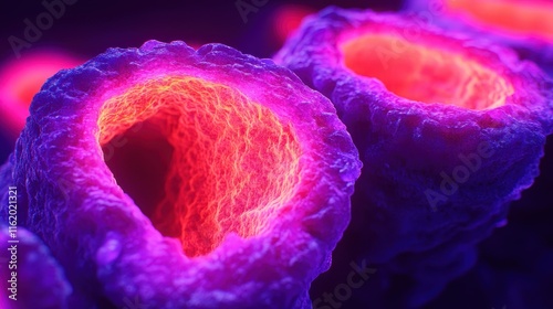 Abstract Glowing Purple and Orange Rock Formations