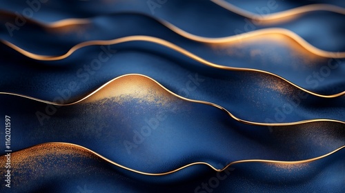 Rich Navy Background with Soft Golden Gradient Shapes