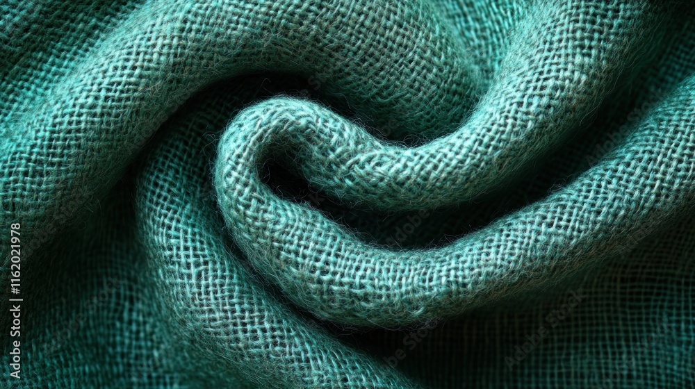 Fototapeta premium Teal burlap fabric swirled in a heart shape.