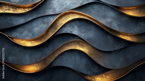 Slate Gray Background with Golden Accents and Dynamic Patterns