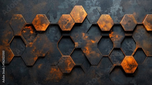 Slate Gray Background with Intricate Copper Grid Patterns