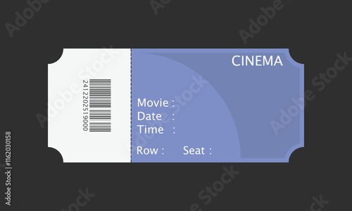 Ticket icon in flat style. Coupon vector illustration on isolated black background. Voucher sign business concept. ticket of cinema for movie. Template business.