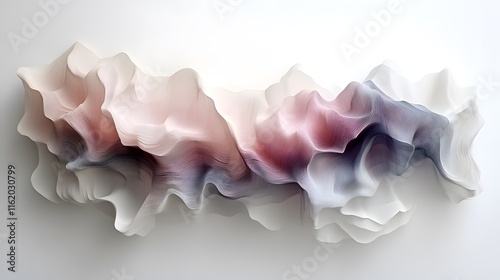 Jagged forms layered on soft gradient colors evoking a sense of depth and texture