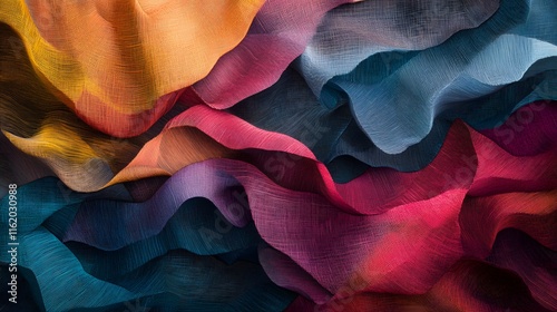 Angular jagged patterns layered over smooth gradient hues forming a visually captivating image
