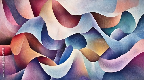 Sharp jagged forms interwoven with soft gradient colors producing an abstract, artistic feel