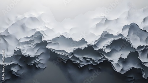 Intricate jagged shapes overlaid on a calming gradient background creating visual drama