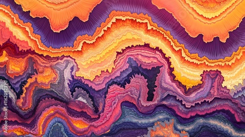 Sharp jagged patterns stacked on top of a smooth gradient backdrop forming an eye-catching visual contrast