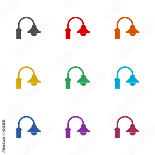 Street light flat  icon isolated on white background. Set icons colorful