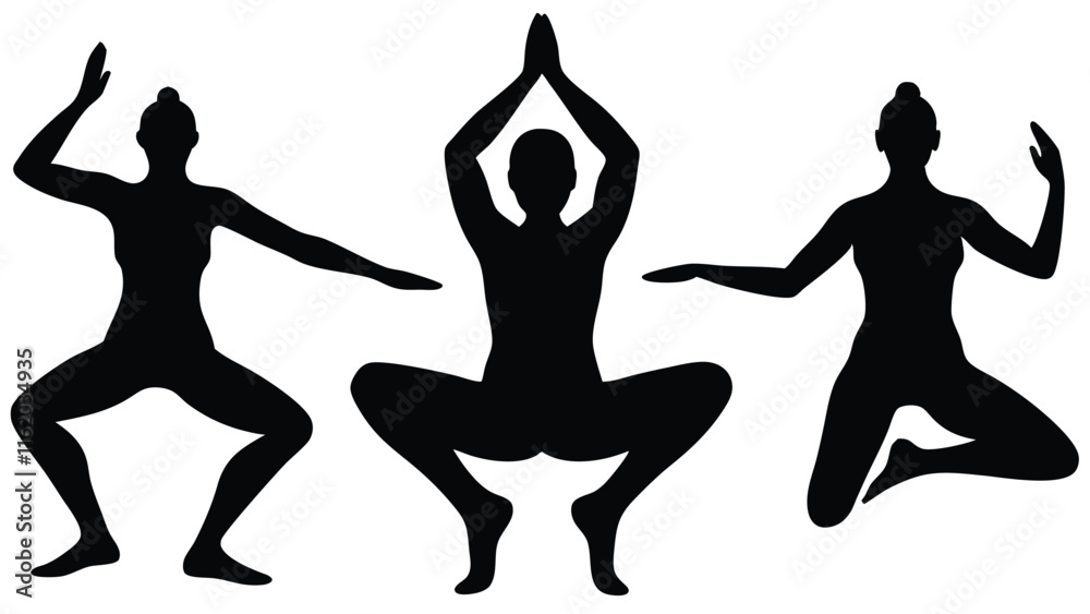 Fototapeta premium Man yoga vector silhouettes