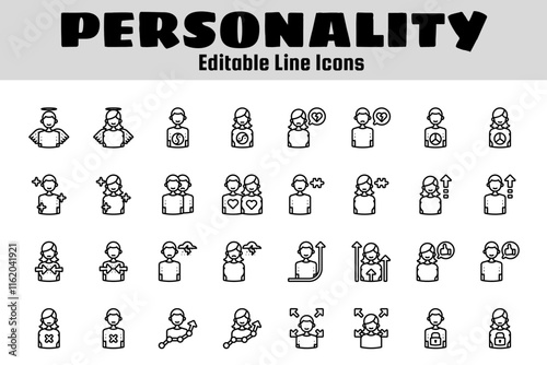 personality outline icon set