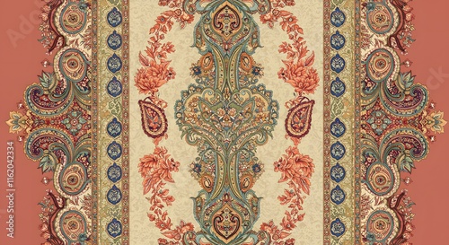 Trendy stylish Vertical Striped floral pattern with paisley and indian flower motifs. damask modern style pattern , Design for fashion , fabric, textile, wallpaper , wrapping and all prints