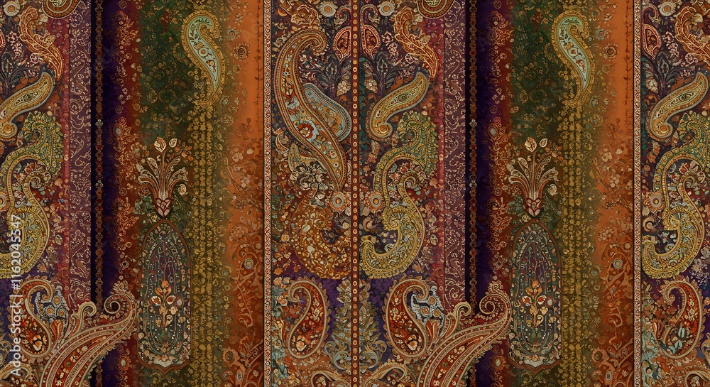 Trendy stylish Vertical Striped floral pattern with paisley and indian flower motifs. damask modern style pattern , Design for fashion , fabric, textile, wallpaper , wrapping and all prints Trendy stylish Vertical Striped floral pattern with paisley and indian flower motifs. damask modern style pattern , Design for fashion , fabric, textile, wallpaper , wrapping and all prints