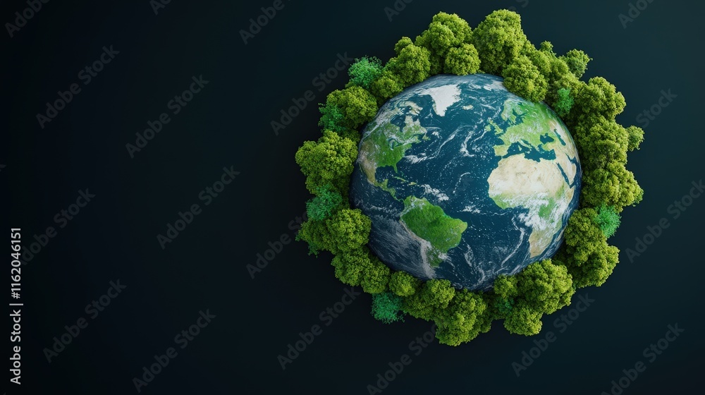 Earth immersed in lush forests and oceans, showcasing environmental sustainability. Earth immersed in lush forests and oceans, showcasing environmental sustainability.