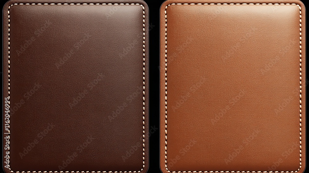 Brown and Tan Leather Textures, Stitched Edges Brown and Tan Leather Textures, Stitched Edges