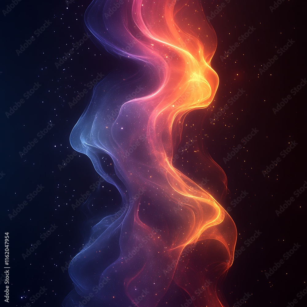 Abstract Cosmic Nebula Glowing Energy Waves Abstract Cosmic Nebula Glowing Energy Waves