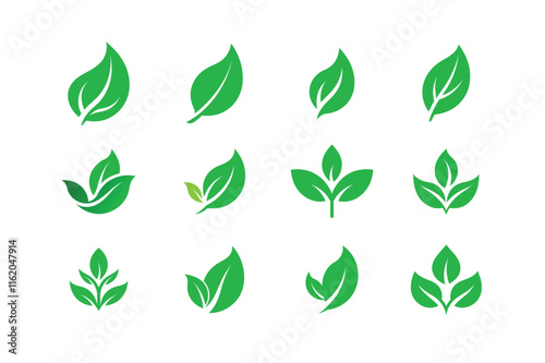Green Leaf Icon Ecofriendly Logo Vector Illustration, Sustainable Nature Design.
