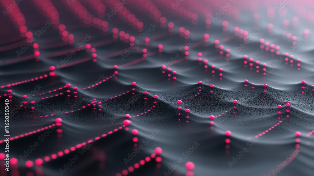 Obraz premium Abstract Pink Dots On Dark Wavy Surface