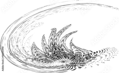 Stylized halftone dotted, inverted sea wave crest. Copy space for text. For logo, trademark, brand. Vector