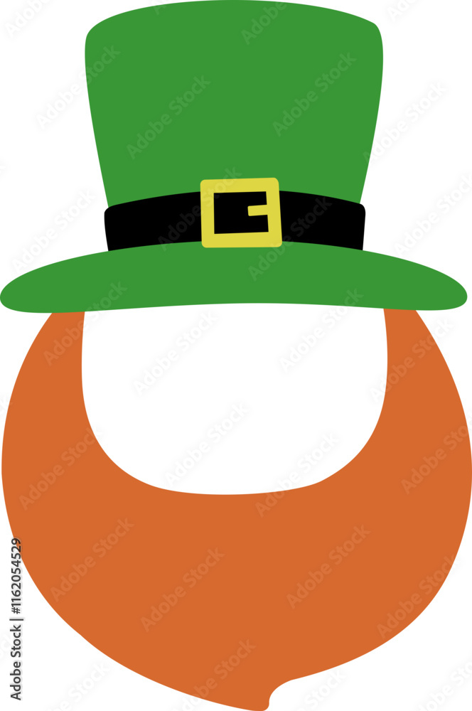 St Patrick's day leprechaun hat and beard costume isolated.
Template face leprechaun on st patrick s day Vector.
Leprechaun with Beard and Top Hat.
St. Patrick's  Cosplay Party.
Irish Elf.
Transparent