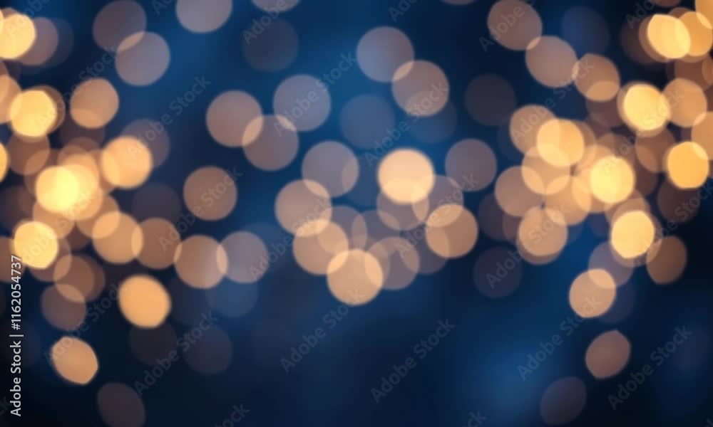 The image is a blurry blue background with many small circles of light