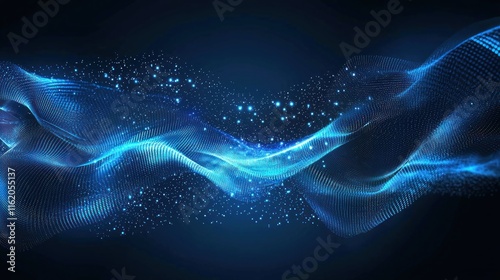 A digital background filled with flowing lines and abstract data points, symbolizing the concept of innovation.