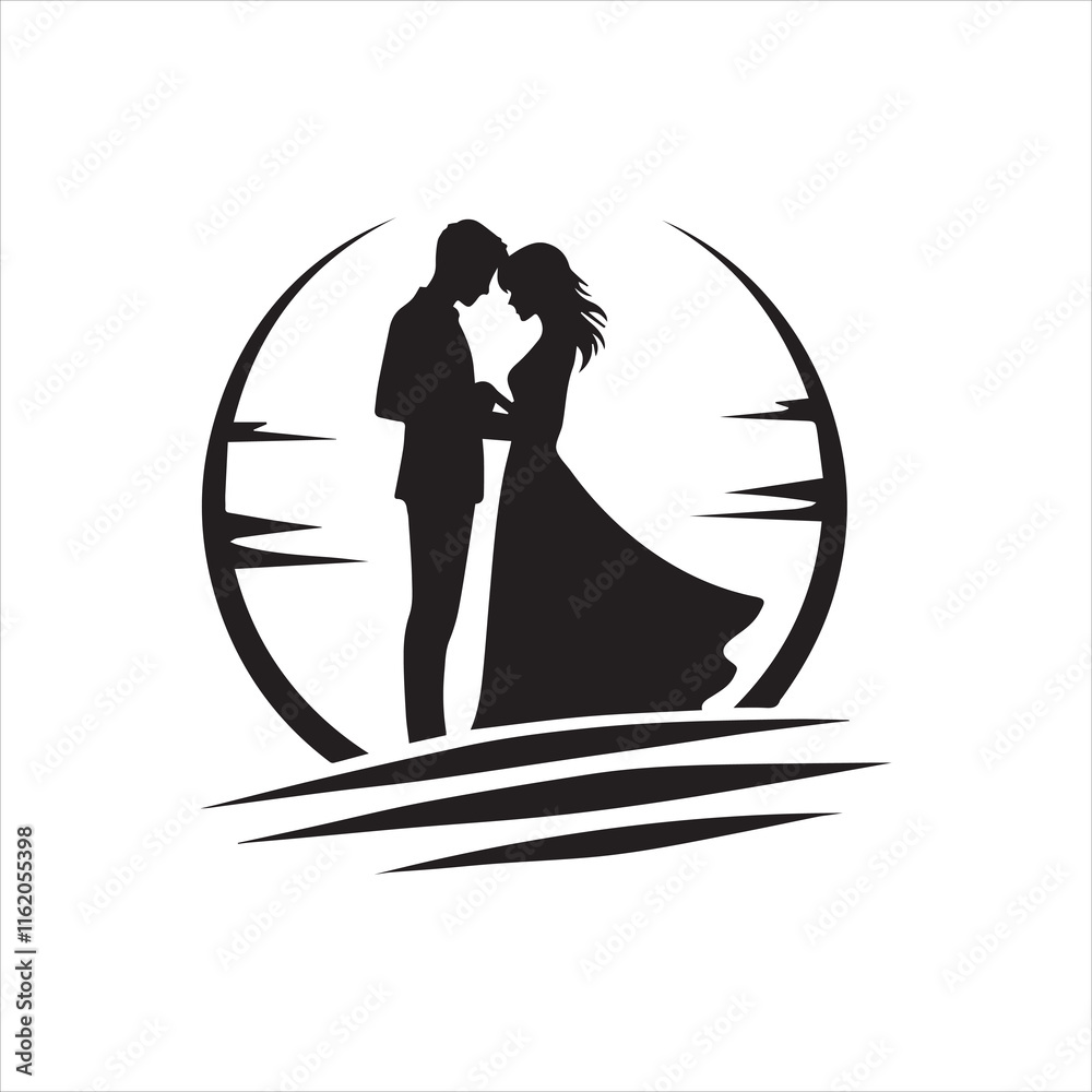 Fototapeta premium Silhouette of a Couple Icon Logo Vector on White Background