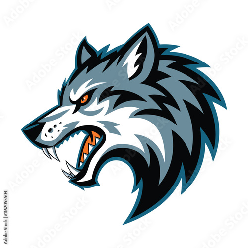 Wolf angry head Vector illustration. Wolf Vintage Logo Stock Vector with white background.