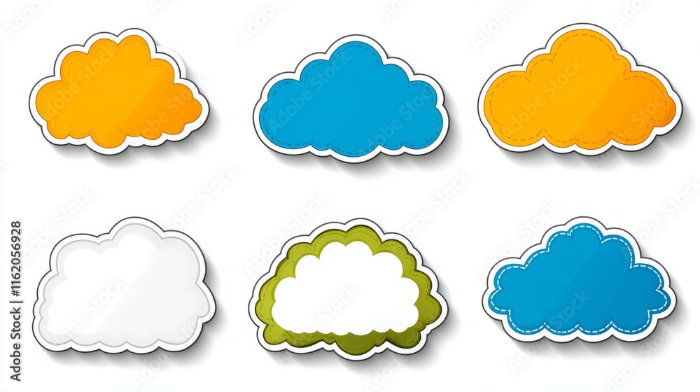 Colorful Cloud Speech Bubbles, Design Elements Colorful Cloud Speech Bubbles, Design Elements