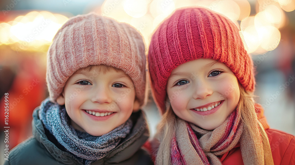 Portrait of happy boy and girl at a holiday fair Portrait of happy boy and girl at a holiday fair