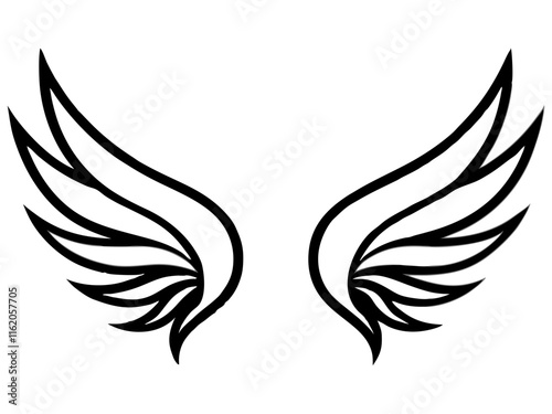 angel wings Line art vector, Simple Outline Design vector icon with white background	